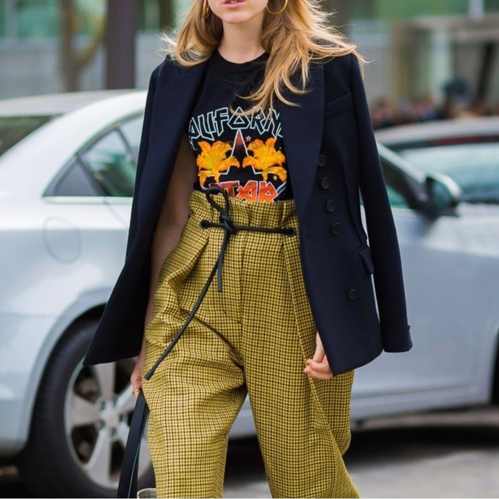 3.1 Phillip Lim Yellow Origami Pleated Pants